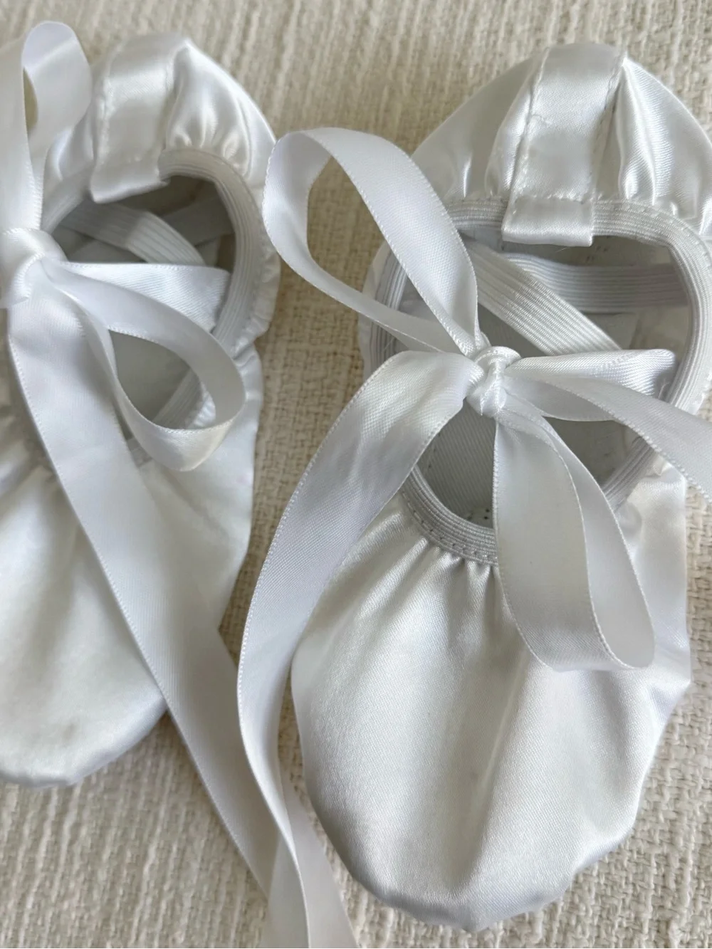 White Satin Ballet Tie Shoes for Kids